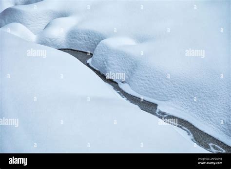 Frozen forest stream covered with snow. Image Stock Photo - Alamy