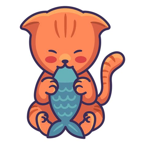 Cute cat eating fish illustration #AD , #Affiliate, #ad, #cat, # ...