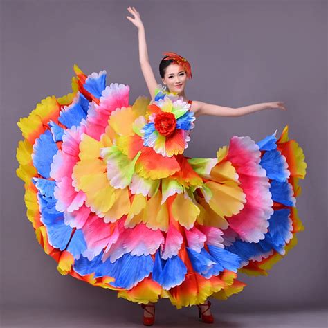 Aliexpress.com : Buy FEECOLOR Spanish Dances Bull Skirt Flamenco Circle Dress Adult women party ...