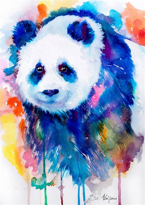 Panda Watercolor Painting Print by Slaveika Aladjova Art | Etsy