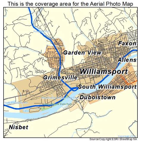 Aerial Photography Map of Williamsport, PA Pennsylvania