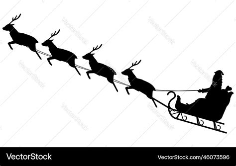 Santa claus flying in reindeer pulled sleigh Vector Image