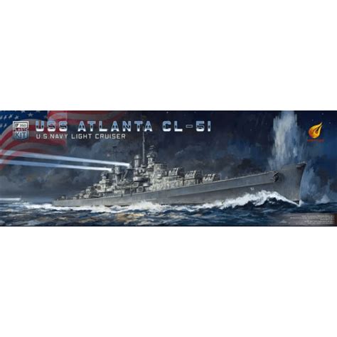 1:350 USS Atlanta CL-51 US Navy Light Cruiser Deluxe Ver. Model Ship ...