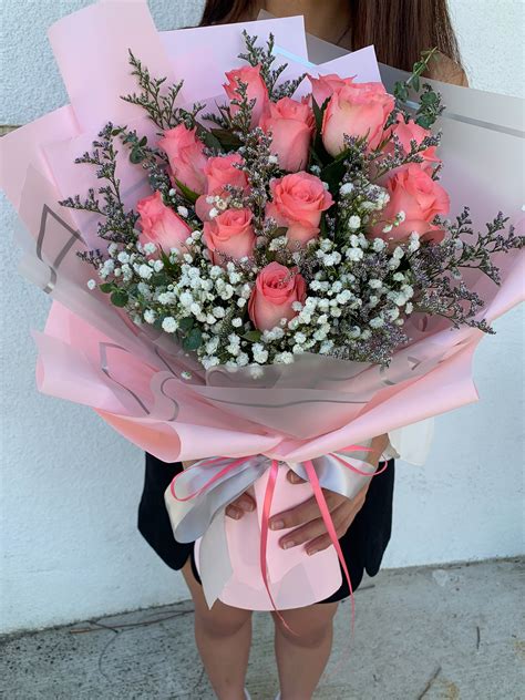 12 Fresh Pink Roses Bouquet | I DO Flowers & Gifts