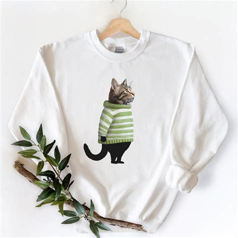 Personalized Cat in Sweater Fall Crewneck Sweatshirt, Custom Fall Sweatshirt, Your Cat Pictured ...