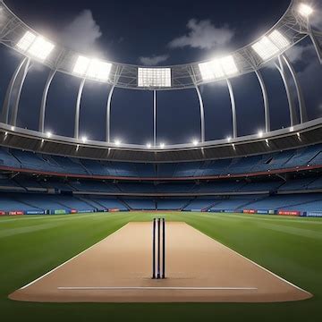 Premium Photo | Cricket stadium at night Background