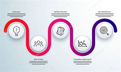 Línea de tiempo colorida Diseño de infografías con 5 pasos. 2023