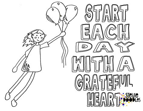 Free Coloring Page - Start Each Day With A Grateful Heart — Stevie Doodles