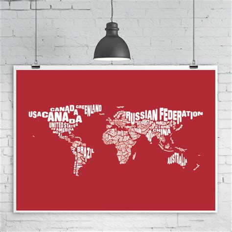 typography world map print countries by kiaco | notonthehighstreet.com