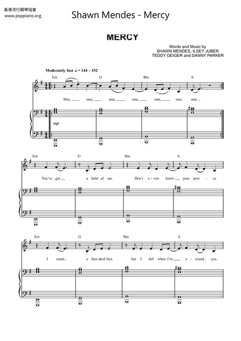 Shawn Mendes-Mercy Sheet Music pdf, - Free Score Download ★