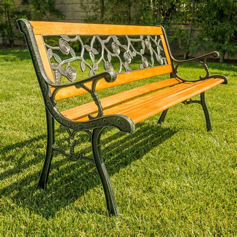 Buy Dkeli Garden Bench Park Bench Outdoor Bench for Outdoors 50" Metal Porch Chair Cast Iron ...