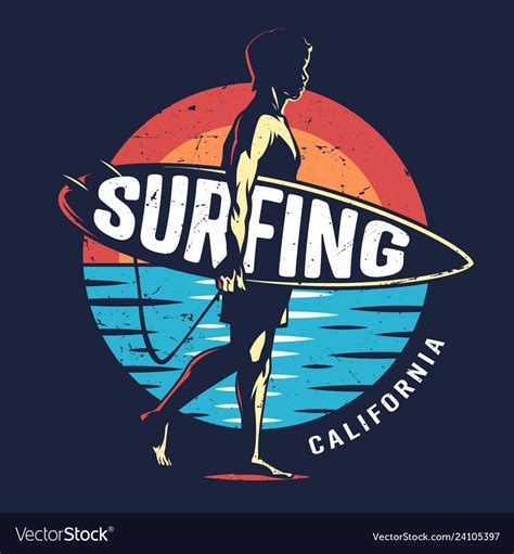 Vintage surfing sport colorful logo vector image on em 2020 | Arte ...