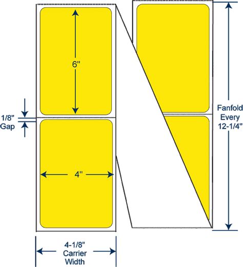 4″ x 6″ Yellow Thermal Transfer Fanfold Labels - IndustrialPrintedParts