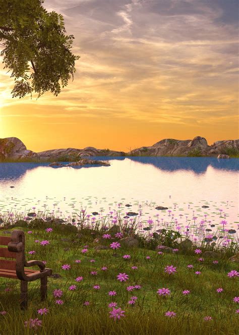 Landscape Bench Sunset 3D - TurboSquid 1416480