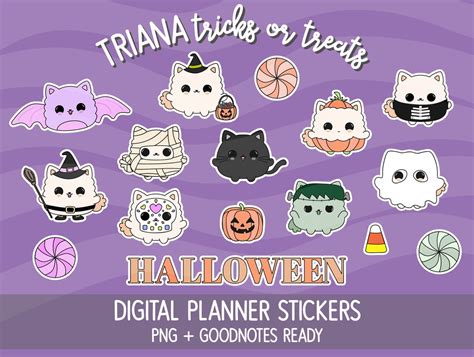 Kawaii Halloween Stickers Digital Planner Stickers Goodnotes iPad ...