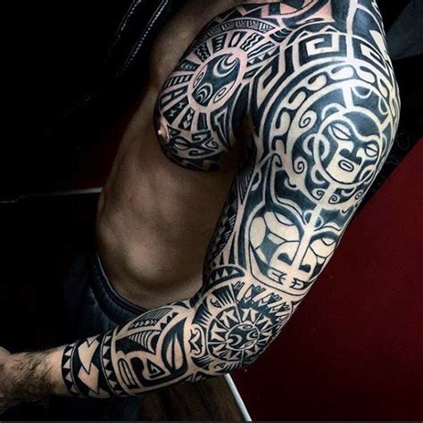 90 Tribal Sleeve Tattoos für Männer - Manly Arm Design-Ideen - Mann Stil | Tattoo