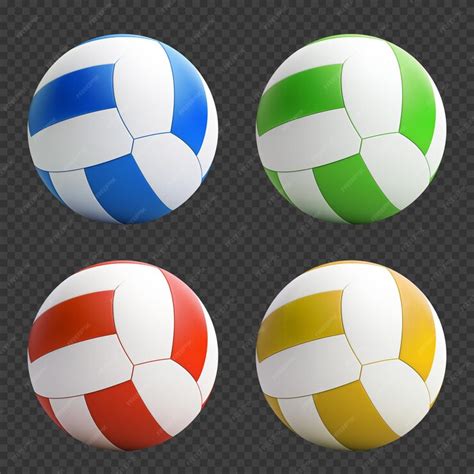 Premium PSD | Different Color Volleyball Ball Set Isolated on ...