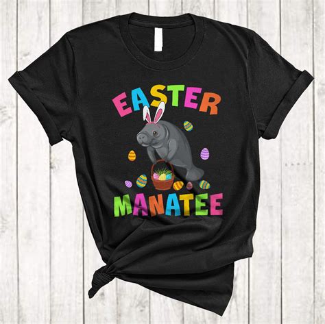 Easter Manatee Cute Funny Easter Day Bunny Manatee Hunting Eggs Matching Family Group T-Shirt ...