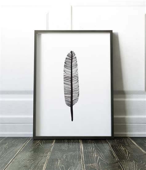 Black Feather Art Feather Art Print Modern Tribal Art - Etsy