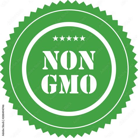 Non GMO label, sign, logo, stamp, icon. Green badge for GMO free products. No GMO food sticker ...