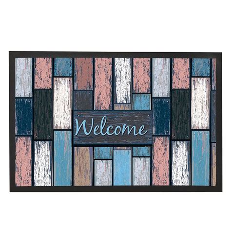 Modern Rustic Welcome Door Mats Wood Home Floor Mat Indoor Outdoor Bath ...