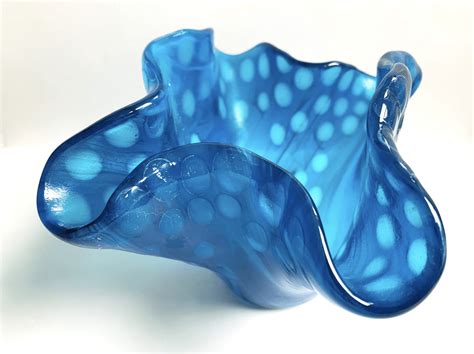 Blue Bubbly Fused Glass Vase