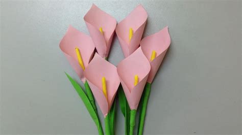 How to make calla lily paper flower, Easy origami flowers for beginners ...