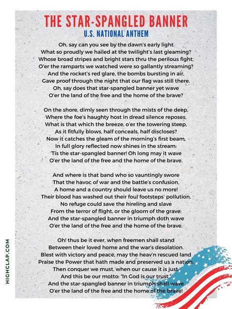 United States National Anthem Lyrics