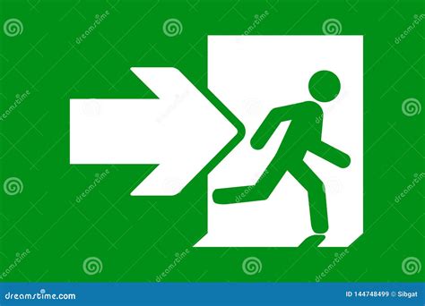 Green emergency exit sign stock vector. Illustration of exit - 144748499