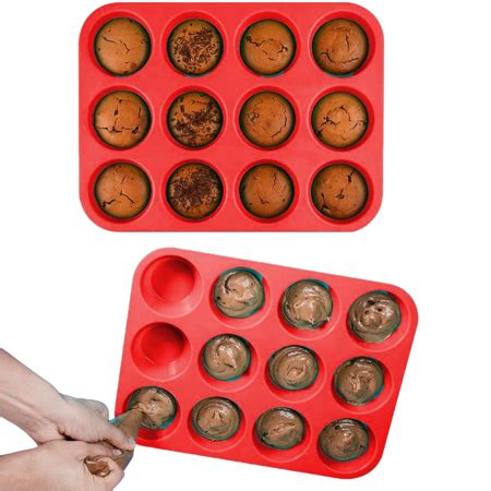 Gohope Silicone Muffin Tin for 12 Muffins Non-stick Coated, Suitable ...