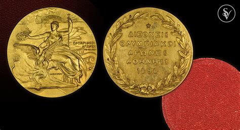 1896 gold plated medal Olympic Games Athens - Coins and collectables