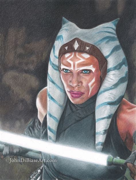 Ahsoka Tano rosario Dawson Full Color Drawing Print - Etsy