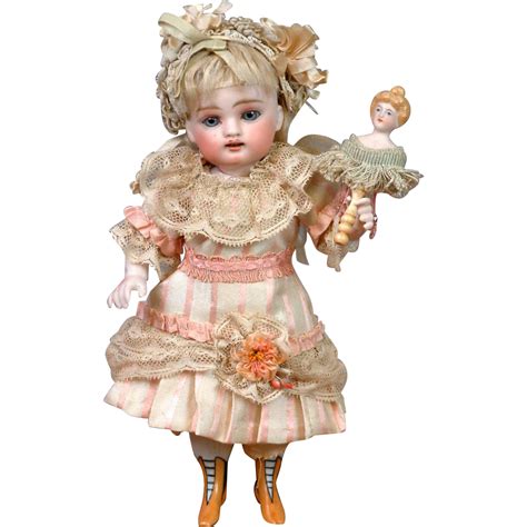 Outstanding Large 9" Kestner Wrestler Antique Doll With Marotte & Silk Basket | Antique doll ...