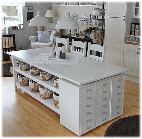 kitchentable_w_shelf | Craft tables with storage, Craft room design, Craft room storage