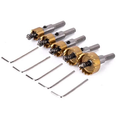 5pcs HSS Hole Saw Drill Bits Set High Quality Stainless Steel Metal Alloy Hole Saw Cutter Tool ...