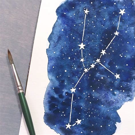 Original Taurus Zodiac Constellation Painting, Celestial Watercolor ...