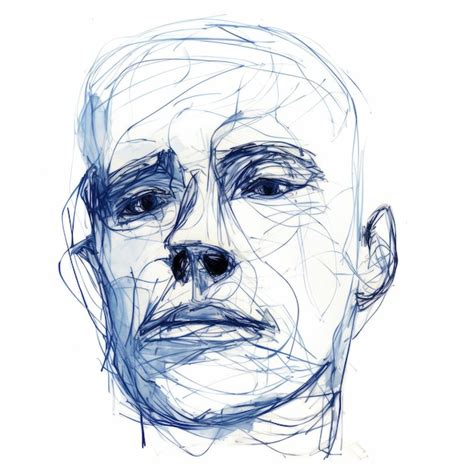 Premium AI Image | Expressive Blue Line Drawing Of Anthony39s Face