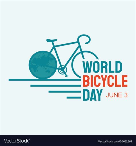 Letter world bicycle day on june 3 with world map Vector Image