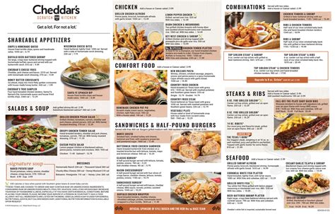 Menu - Tampa FL's Cheddar's Scratch Kitchen | Sirved