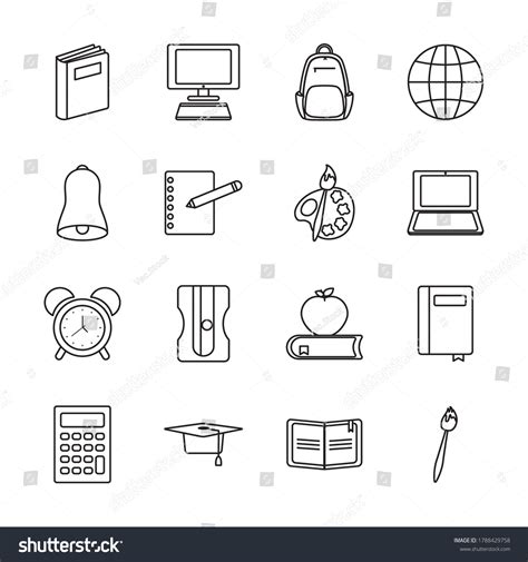 Computer Back School Icon Set Over Stock Vector (Royalty Free ...