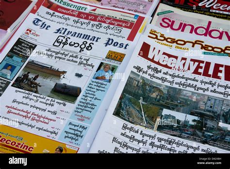 Burmese Newspapers Yangon Myanmar Stock Photo - Alamy