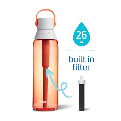 Brita 26 Ounce Premium Filtering Water Bottle with Filter - BPA Free - Coral - Walmart.com ...