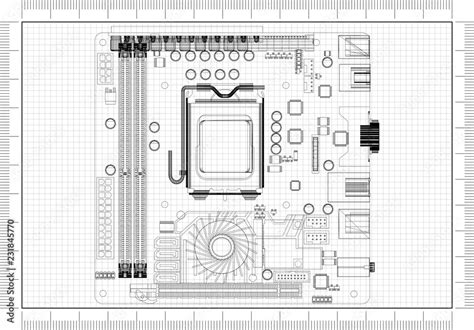 Computer Motherboard Architect Blueprint Stock Illustration | Adobe Stock