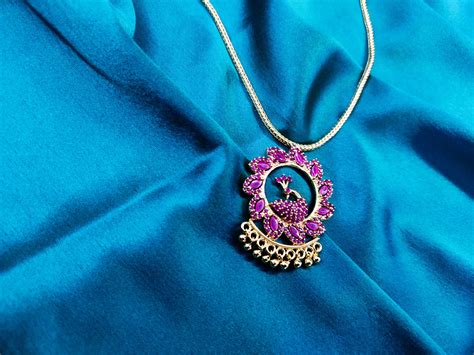 Peacock Design Ruby Pendant Necklace – Faiga