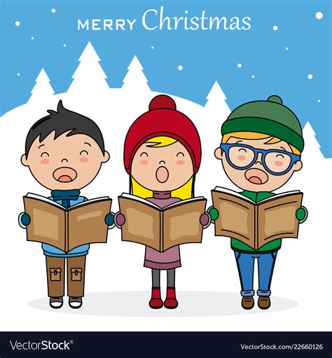 Children with books singing christmas songs Vector Image