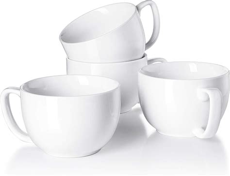Amazon.com: White Porcelain Jumbo Coffee Mugs Set of 4 - 16 Ounce Cups with Handle for Hot or ...