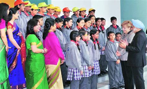 Delhi KV students embrace German,chit chat with Chancellor Merkel ...