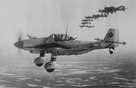 Dive bombers Junkers Ju - 87 (Stuka) on mission at the Kandalakscha ...