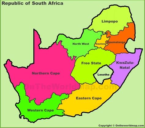 Administrative divisions map of South Africa | South africa map, South africa, Africa map