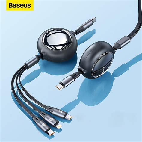 Baseus 100W USB C Cable For iPhone 12 Retractable 3 in 1 Type C Micro ...